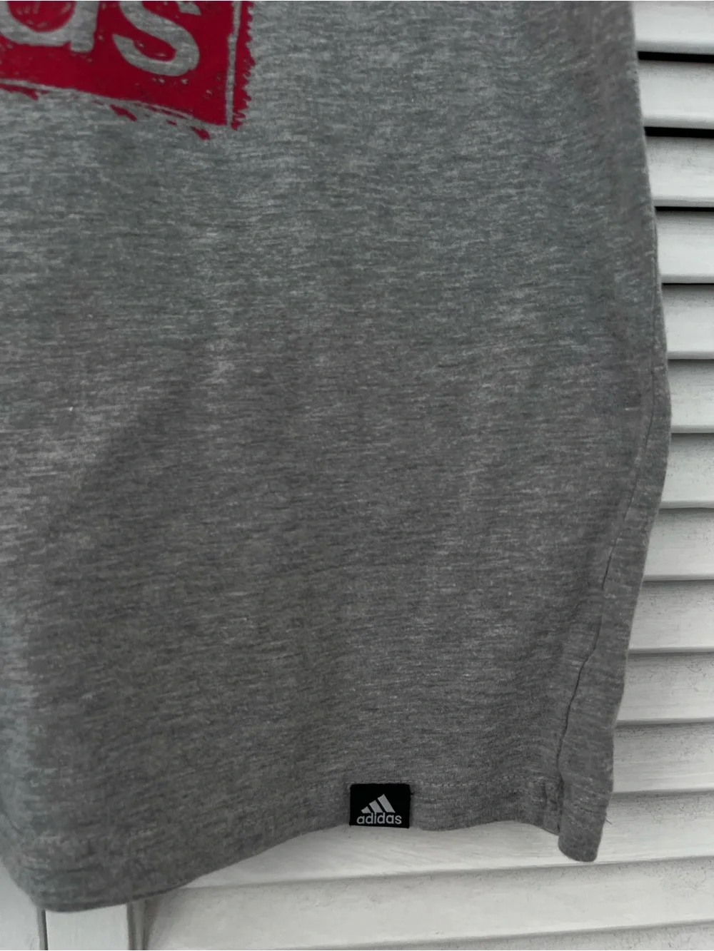 adidas Men's Gray Short Sleeve Tee with Multicolor Logo Blocks